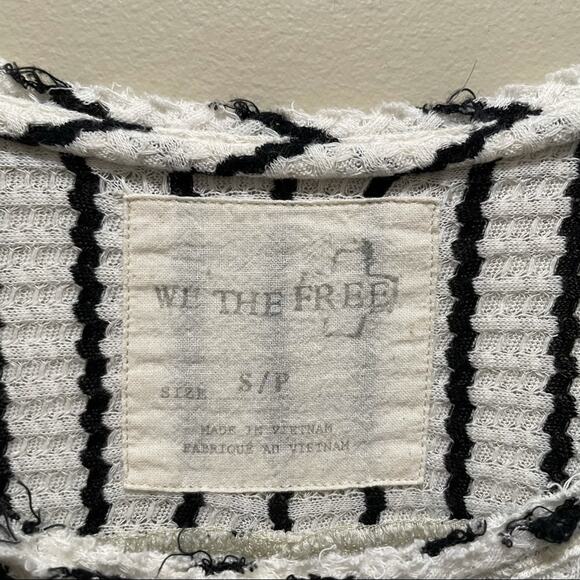 We The Free Peplum Striped Raw Hem Thermal Top Black and White Small - Picture 7 of 10